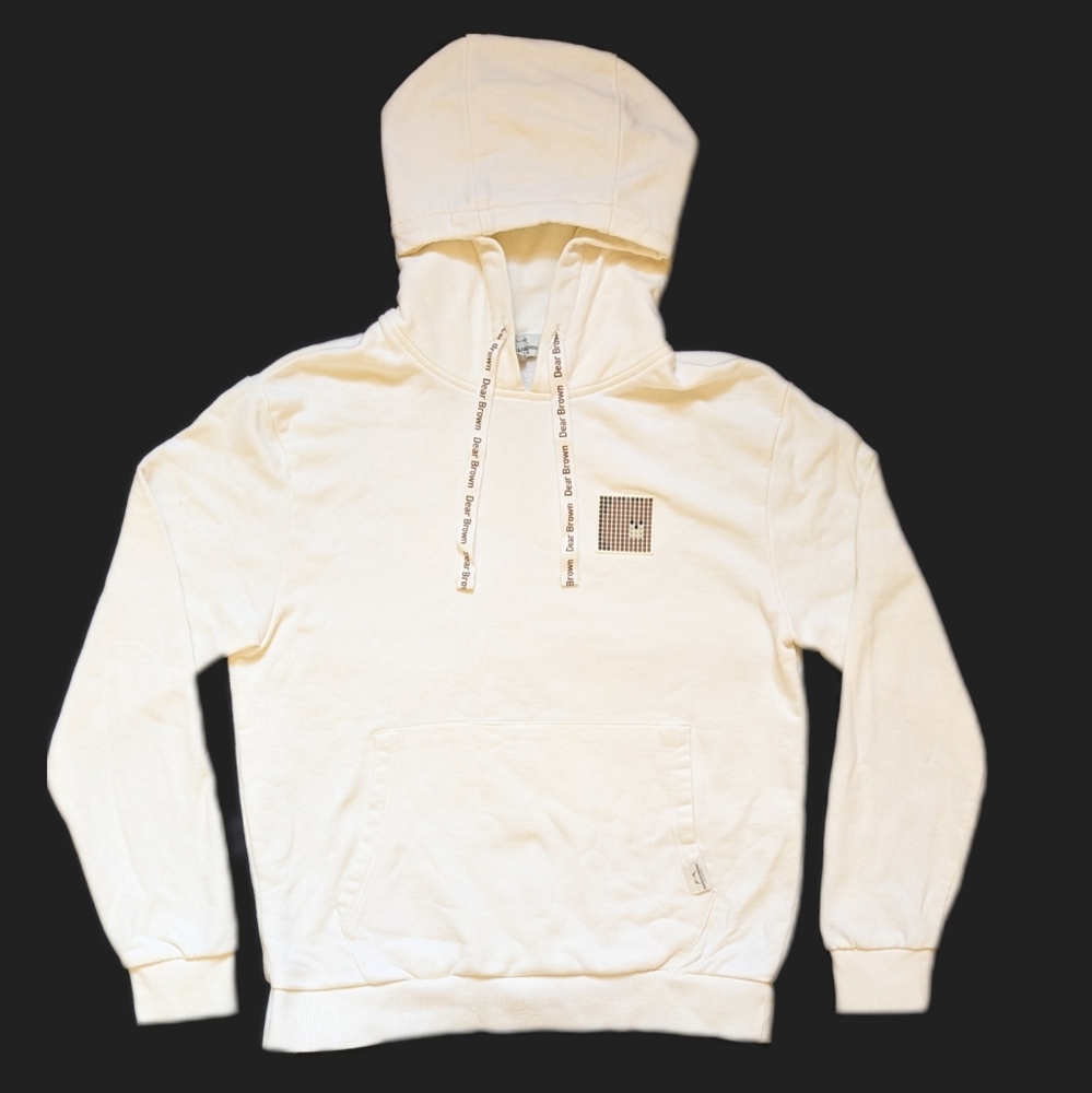 Line Friends Dear Brown Bear White Cotton Hoodie, Large